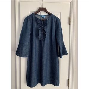 Chambray Ruffle Shift Dress